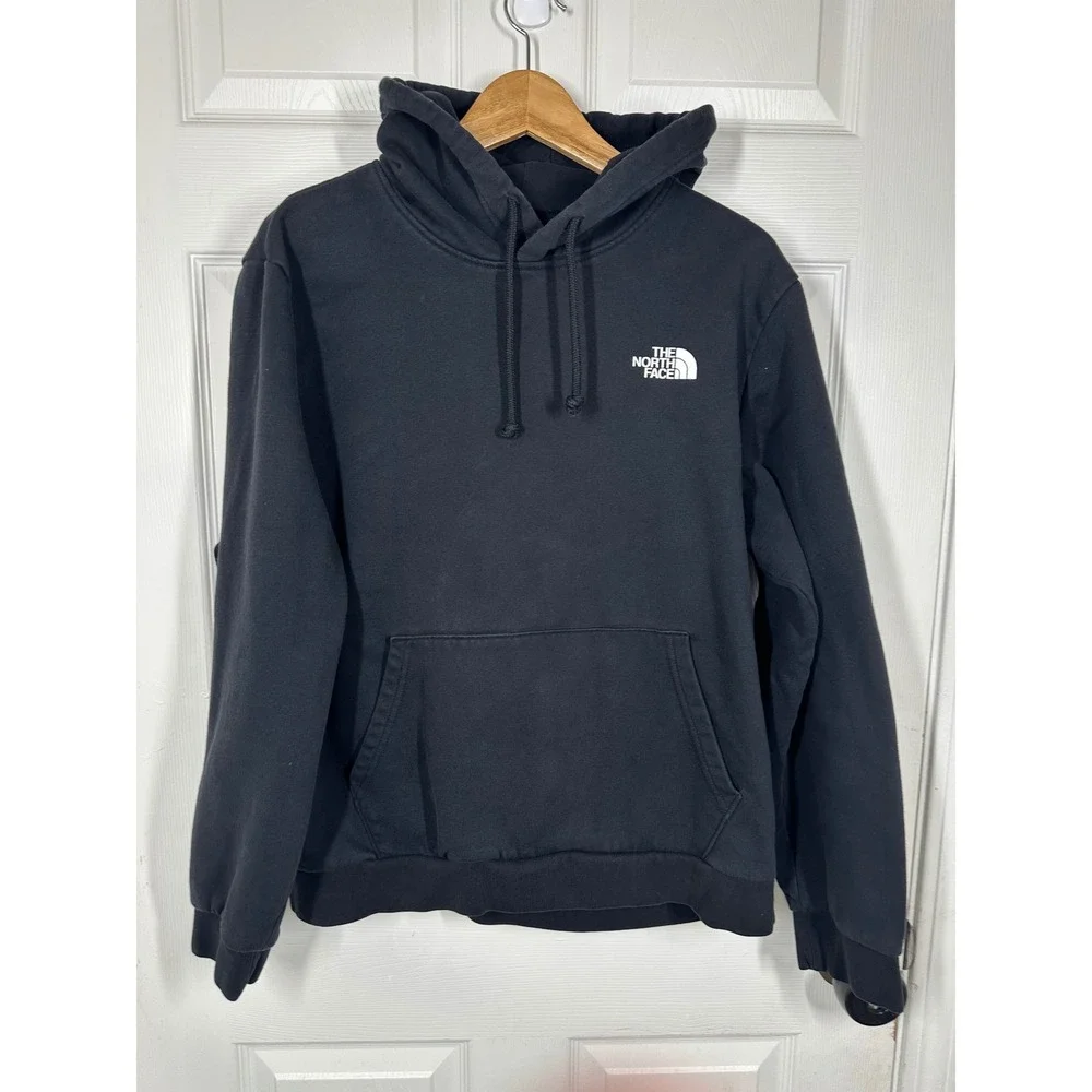 The North Face Hoodie Mens Large Black Circular Design Never Stop Exploring Logo